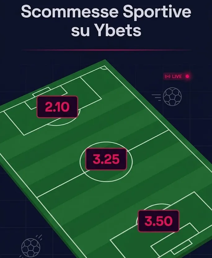 Campo da calcio con quote scommesse in sovrimpressione